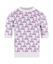 Pattern knitted T-shirt M White