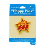 Hallmark PIN Graduation Vintage SUPER GLAD GRAD School COLLEGE 1983 Brooch NEW
