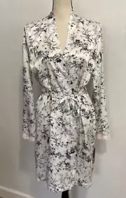 APT. 9 Women’s Sexy Silky Robe Black White Floral Peacock Design NWT Medium
