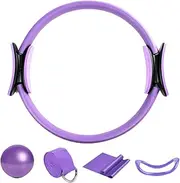 Pilates Ring and Ball Set - Yoga Ball Ring Resistance Bands,5X Yoga Bands Stretching Belt, Workout Equipment for Stability, Fitness & Core Strength