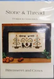 Stone & Thread Primitive Cross Stitch Chart Bittersweet and Crows 30 Count NIP