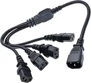 Tekit IEC320 C14 Male Plug to 4 x C13 Female Socket Y Splitter Cord, 10A, 250V, IEC Male to 4 Female,Power Spliter Cable