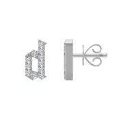 10k White Gold Natural Diamond Initial d Stud Earrings Gift for Mother's Day