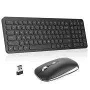 Wireless Keyboard and Mouse Combo, Compact Quiet Full Size Wireless Keyboard ...