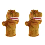 2x Keeleco Trex Hand Puppet Soft Plush Kids/Children Roleplay Toy 27cm Brown 3+