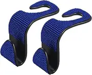 2pcs Car Seat Back Hooks, Multifunctional Crystal Rhinestones Car Headrest Holder with Side Opening Design, Easy Install Car Interior Accessories