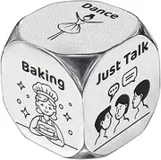 UNICRAFTALE 1Set Release Stress Activity Dice Stainless Steel Activity Decision Dice Gifts 6 Sides Activity Dicision with Gifts Box for Valentines Wedding Birthday Christmas Day Gifts