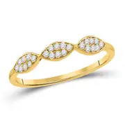 10k Yellow Gold Round Diamond Oval Cluster Stackable Band Ring 1/8 Cttw