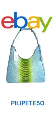 Brahmín Tabitha Limeade Rivers Genuine Leather~ LIGHT BLUE & GREEN~NEW~UNIQUE!