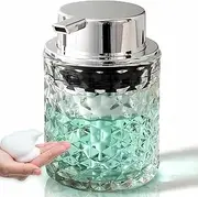 Elegant Diamond Glass Foaming Soap Dispenser,One-Touch Lather, Effortless Clean,Bathroom & Kitchen Refillable Clear Glass Liquid soap Dispenser
