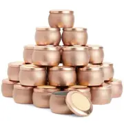 24 Pack Candle Jars for Making Candles with Lids and Labels (Rose Gold, 3x2 in)
