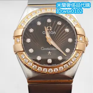 OMEGA 歐米茄 女士 手錶 星座系列 25mm 雙圈鑽石 貝母錶盤 18K金 石英錶 腕錶 手錶