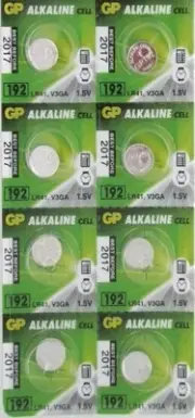 8 Pcs GP192 AG3 LR41 V3GA Alkaline Batteries