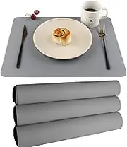 Silicone Placemats,Kids Placemats,Table Mats Set of 4 Waterproof Heat Resistant Non-Slip Kitchen Placemat for Dining Table 15.8x11.7 inch（Grey）
