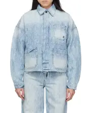 Amiri Logo Detailed Button Down Denim Jacket XS Blue