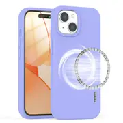 ZUSLAB for Apple iPhone 15 Plus MagSafe Case Liquid Silicone Anti-Scratch Gel Rubber Shockproof Protective Magnetic Cover (2023) - Purple