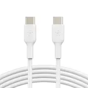 Belkin BoostCharge USB-C to USB-C Cable (2m/6.6ft) - White (CAB003bt2MWH), 60W Fast Charge, 480Mbps, 8,000+ bends tested, PVC Cable Jacket, 2YR.