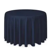 10 Pack 132" Round Polyester Fabric Tablecloths for Wedding Banquets - Navy Blue