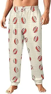 [Generic] Men's Sweatpants, Retro Rugby Ball Outlines-58, Polyester Joggers, Sweatpants Jogging Pants for Workout Running