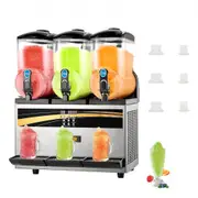 VEVOR Slush Frozen Drink Machine, 3x15L Tank Commercial Margarita Machine, 800W Stainless Steel Margarita Slush Maker, Temperature Slush 16F to 32F