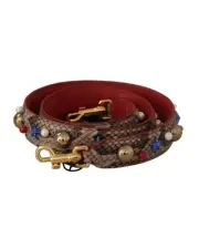 Dolce & Gabbana Python Leather Studded Shoulder Bag Strap with Gold-Tone Clasp