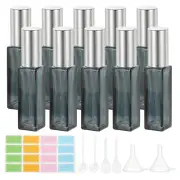 10 Pcs 10ml Travel Perfume Bottle with 6 Pcs Refill Tool, Labels, Blue/Silver