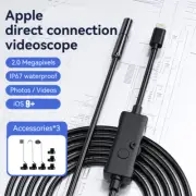 HD Endoscope Inspection Camera IP68 for iPhone/iPad/iOS Borescope Rigid Wire 5M