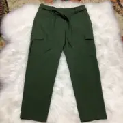 NWT Ann Taylor Loft Mid Rise Tie Waist Cargo Ankle Pants Army Green Stretchy 6