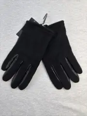 Bloomingdales Winter Black Leather Wool Gloves Polyester Lined Size XL