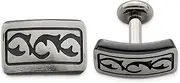 [JewelryWeb] Black Titanium Polished Matte finish and-Titanium Brushed Cufflinks