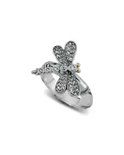 Samuel B. 18K & Silver 0.43 ct. tw. White Topaz Bamboo Dragonfly Ring 6 NoColor