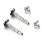 2PCs Labret Lip Piercing Bar Stud Ring Zirconia Surgical Steel Body Jewellery AU