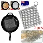 2pcs Kitchens Tool Stainless Steel Cast Iron Cleaner Chainmail Scrubber Cookware