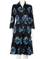 Blue Tie Dye Print Midi Dress