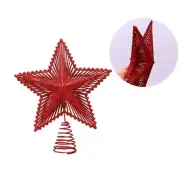 Christmas Tree Hollow Out Striped Hanging Treetop Glittered Star Ornament