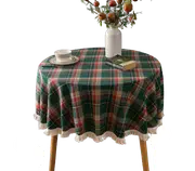 Round Table Cloth 120cm Tassel Christmas Tablecloth Dining Table Cover Home Party