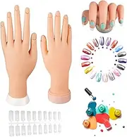 Practice Hand for Acrylic Nails, 2pcs 23cm Realistic Mannequin Hands with 200Pcs Nail Sticker, Flexible Fake Hand for Nail Art Practice