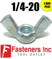 (Qty 1000) 1/4"-20 UNC Coarse Thread Wing Nut Zinc Plated Steel Nuts