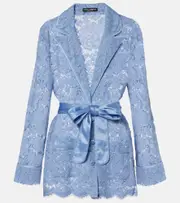 [Dolce & Gabbana] Dolce & Gabbana Belted lace jacket AU 20 blue