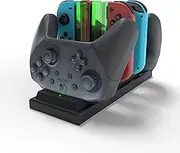 Charging Dock for Nintendo Switch, 6 in 1 Charging Station for Nintendo Switch Pro Controllers and Joy-Con Controllers