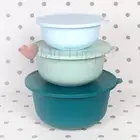 NEW Tupperware Bowl Set of 3 Bowls Aloha Serving Preparation Storage Blues