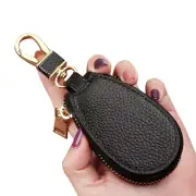 Leather Car Key Chain Bag Smart Key Holder Cover Remote Fob Zipper Case