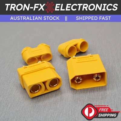 2PCS XT90 AMASS Yellow 5MM Male / Female Bullet Connectors 10AWG