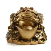 1X Money Toad Frog Statue Golden Ingo Figurinet Lucky Attracting Wealth Ornament