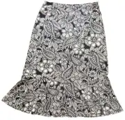 Talbots Dark Midnight Blue White Floral Paisley Print Pull On Maxi Skirt Sz L P