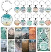 [Junkin] Christian Gifts Bulk Christian Keychain Bible Verse Emergency Number Bookmark Scripture Religious Card for Church