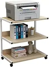 Printer Stand 3 Tier Printer Stand Wood Printer Cart With Wheels Mobile Floor-Standing Steel Frame Printer Shelf For Home File Office Printer Stand With Storage ( Color : Light walnut , Size : 52*40*6