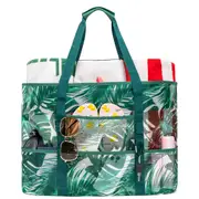 Mesh Beach Bag Large Tote Bag For Family Vacation Essentials With 9 Pockets