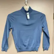 Polo Ralph Lauren Quarter Zip Pullover Sweater Grey Blue ~ Size Medium MSRP $198