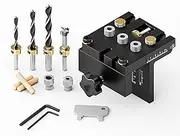 Updated 3 in 1 Woodworking Doweling Jig Kit, 6mm/8mm/10mm/15mm Adjustable Woodworking Drilling Locator Puncher Tools, Pocket Hole Jig Drilling Guide Puncher Locator Carpentry Tools